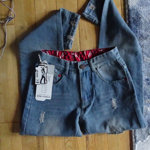 NWT CHAO PAI WU JEANS FACTORY DISTRESS 28X28 - Picture 2 of 3